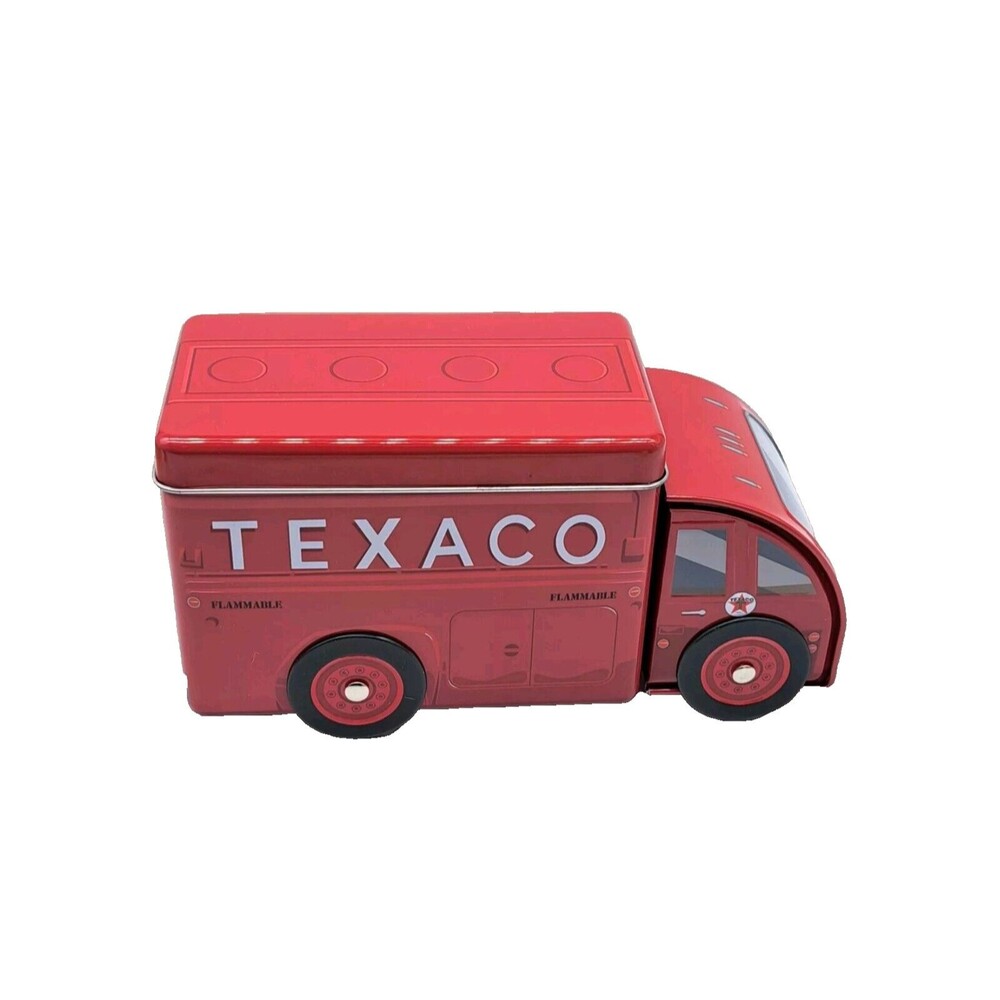 Texaco Truck Tin Open Road Brands Red Tanker Fuel Truck Collectible Box
